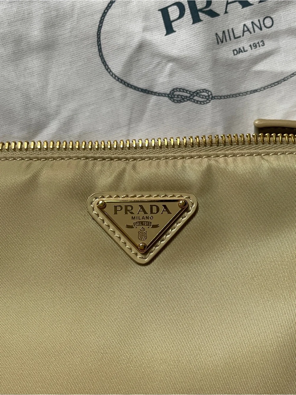 Prada Neutral Tessuto Nylon Re-Edition 2002 2023 with Dust Bag Authenticity Card